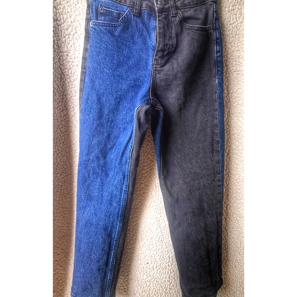 Color-block Blue/Black High-rise TOPSHOP Mom Jeans